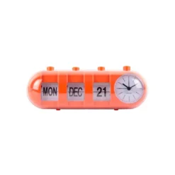 Alarm Clock Retro Tube Calendar Flip Orange