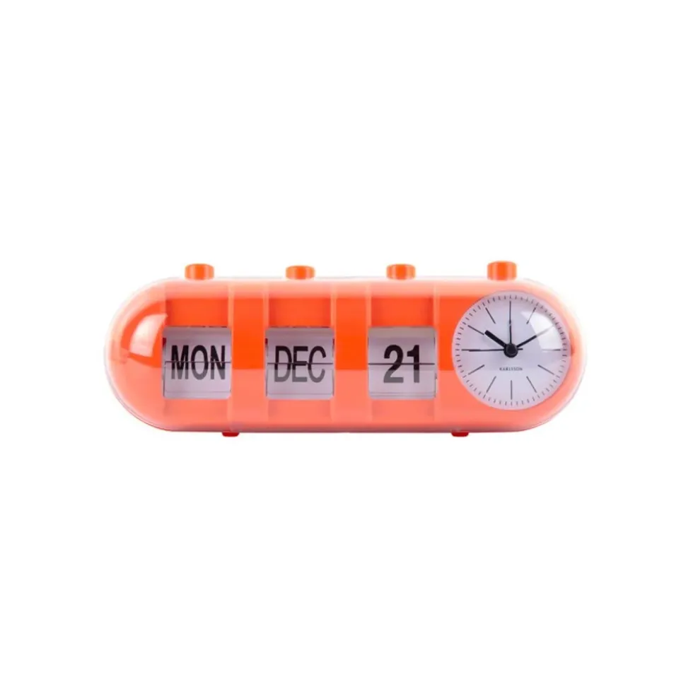 Alarm Clock Retro Tube Calendar Flip Orange