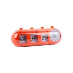 Alarm Clock Retro Tube Calendar Flip Orange