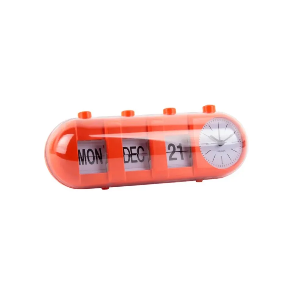 Alarm Clock Retro Tube Calendar Flip Orange