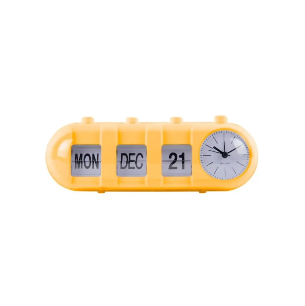 Alarm Clock Retro Tube Calendar Flip Yellow