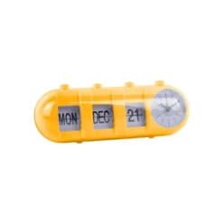Alarm Clock Retro Tube Calendar Flip Yellow