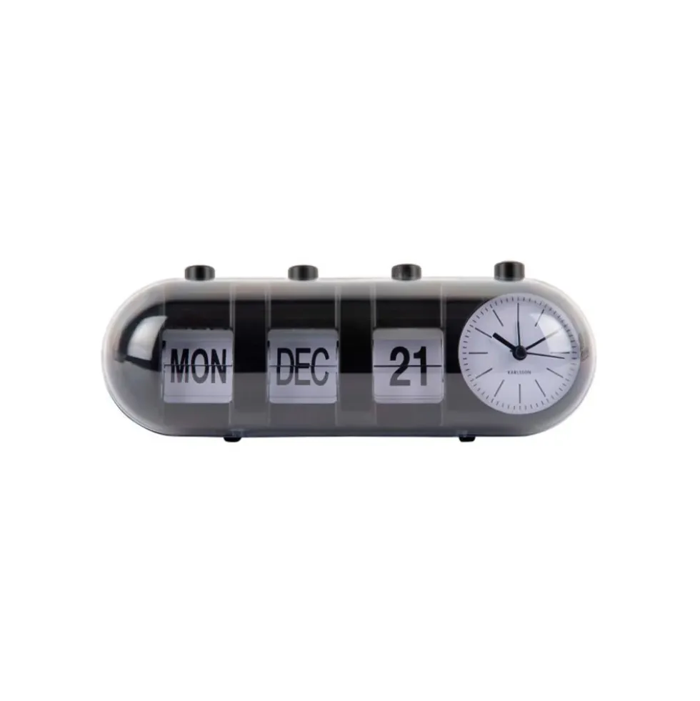 Alarm Clock Retro Tube Calendar Flip Black