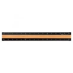 Aluminium and Wood Ruler 15 cm Black / Light Brown