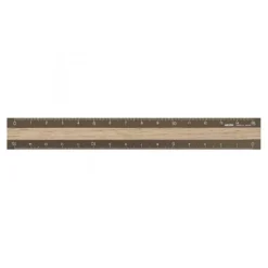 Aluminium and Wood Ruler 15 cm Brown/Dark Brown