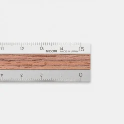 Aluminium and Wood Ruler 15cm Dark Brown