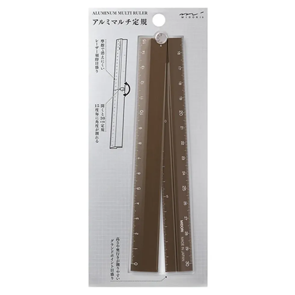 Aluminum Multiple Ruler 30cm Brown