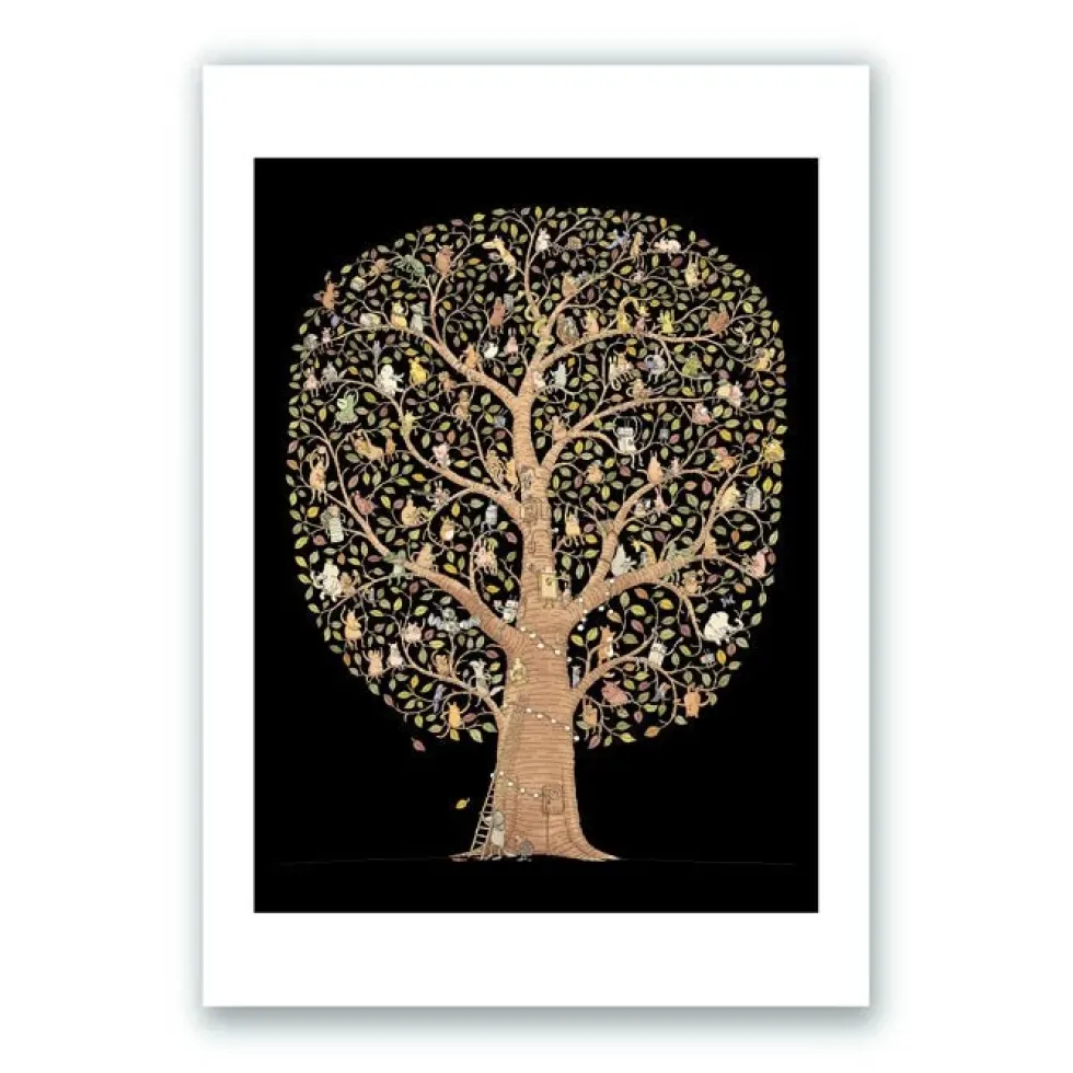 Animal Tree Giclée Print A4