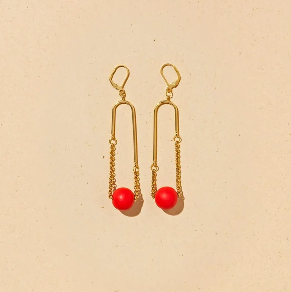 Arc Mono Red Earrings