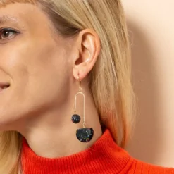 Arc Terrazzo Black Earrings
