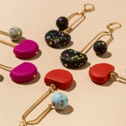 Arc Terrazzo Black Earrings