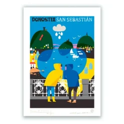 Bahía de la Concha Giclée Print A4