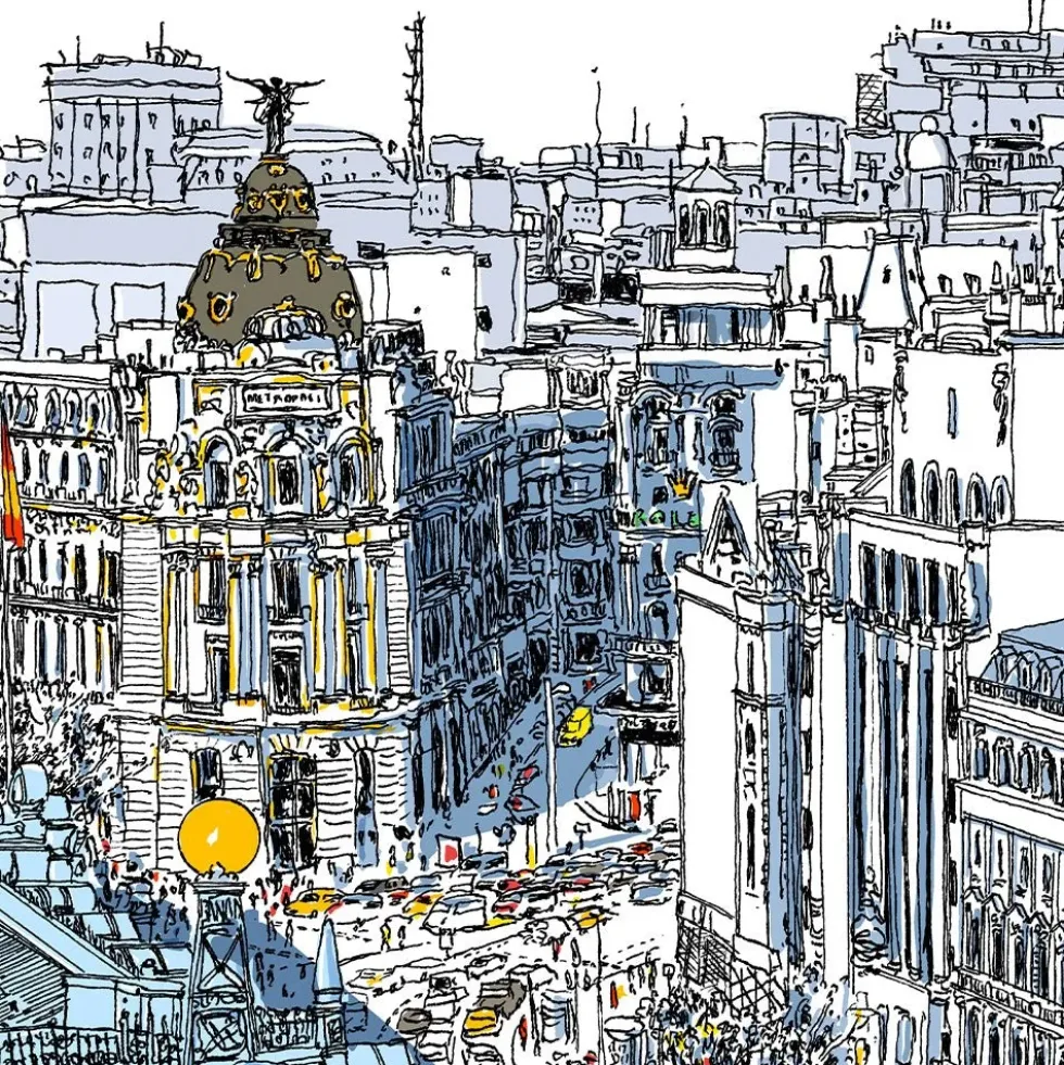 Banco de España - Gran Vía Giclée Print