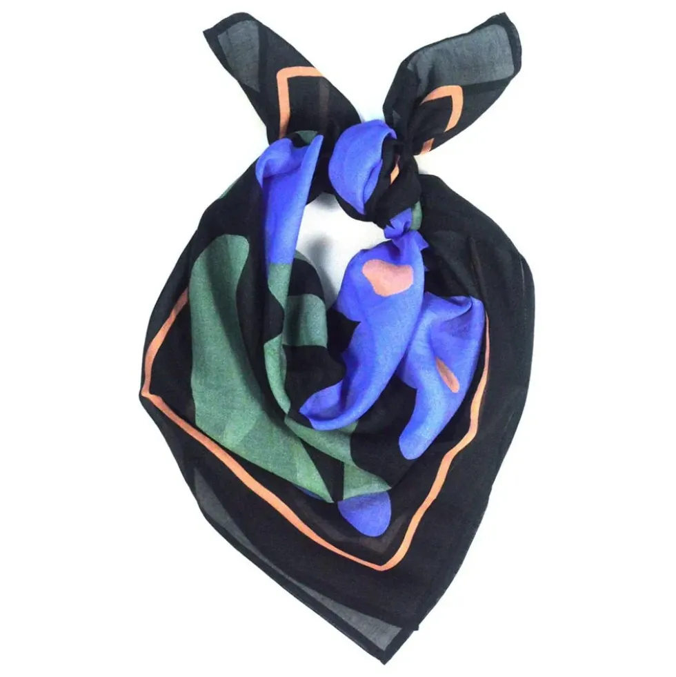 Blue Las Flores Scarf