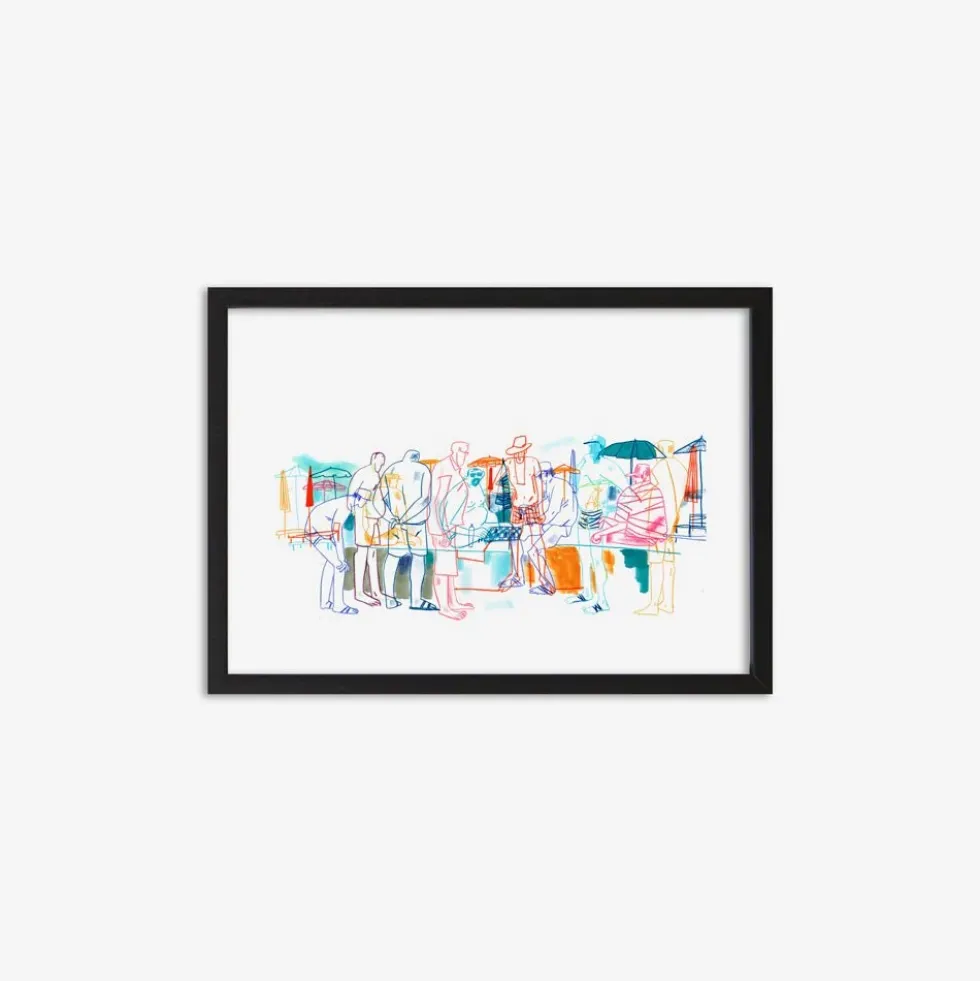 Chess Game On The Beach Giclée Print