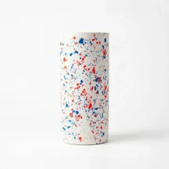 Cylindric Vase - White Blue Red