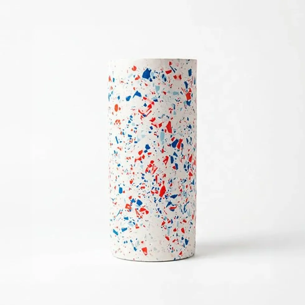 Cylindric Vase - White Blue Red