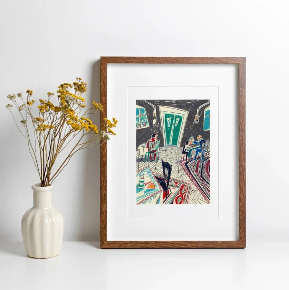Dinner, Wine and Carpets Giclée Print A4