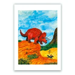 DinoWestern - Triceratops Giclée Print A4