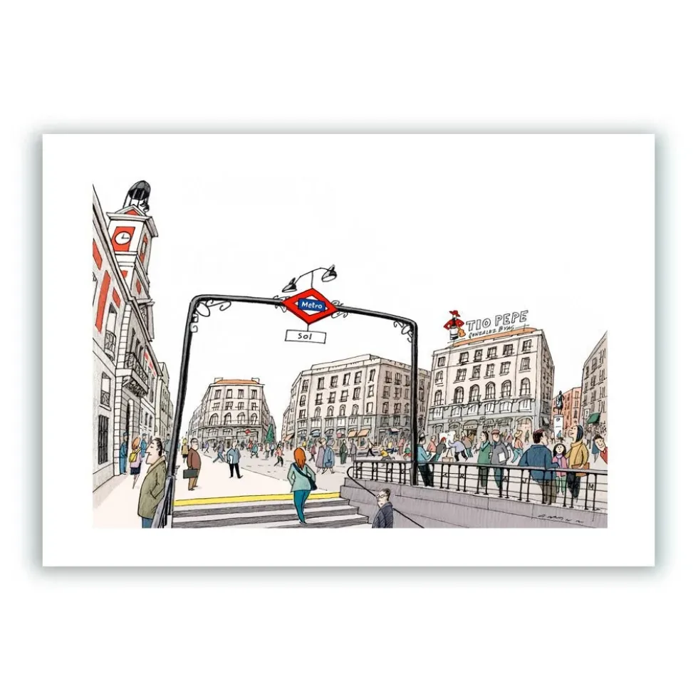 Estación de Sol (La Puerta del Sol - Plaza) Giclée Print