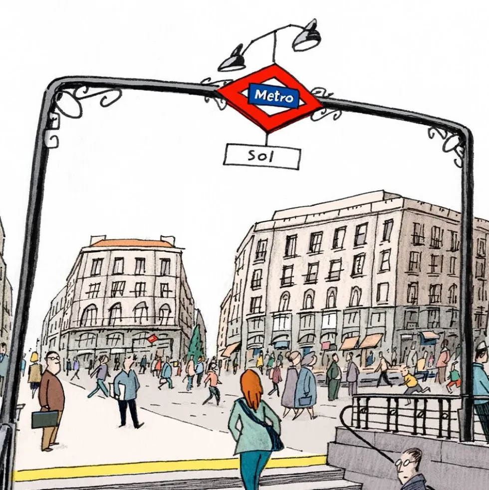 Estación de Sol (La Puerta del Sol - Plaza) Giclée Print