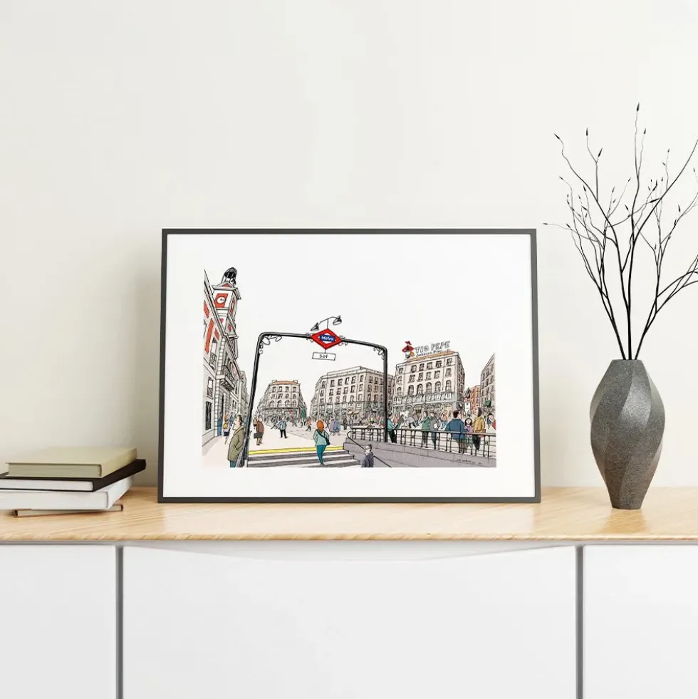 Estación de Sol (La Puerta del Sol - Plaza) Giclée Print