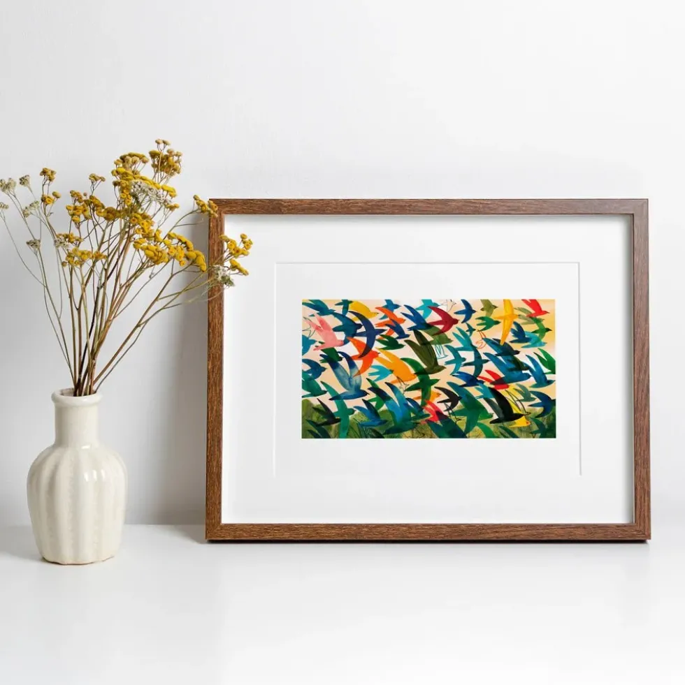 Flock of Colors Giclée Print A5