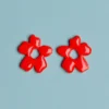Floral Earrings Red