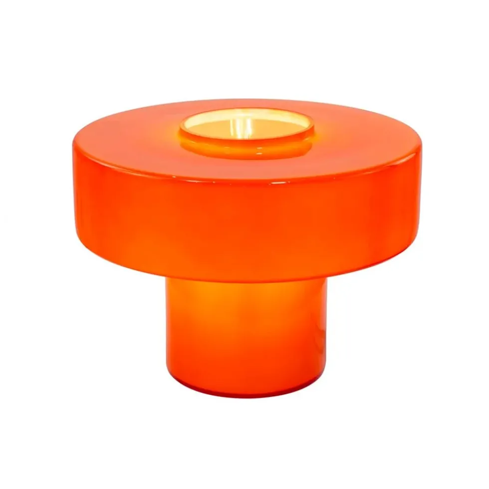 Foza Table Lamp with Colored Glass and Retro Style - Orange