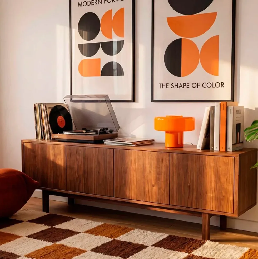 Foza Table Lamp with Colored Glass and Retro Style - Orange