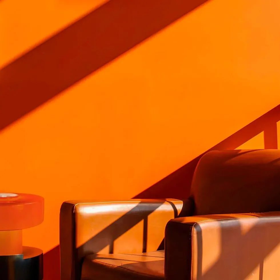 Foza Table Lamp with Colored Glass and Retro Style - Orange