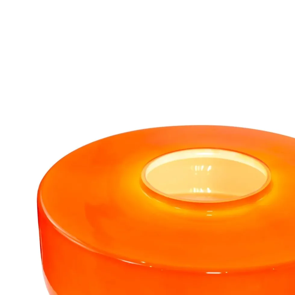 Foza Table Lamp with Colored Glass and Retro Style - Orange