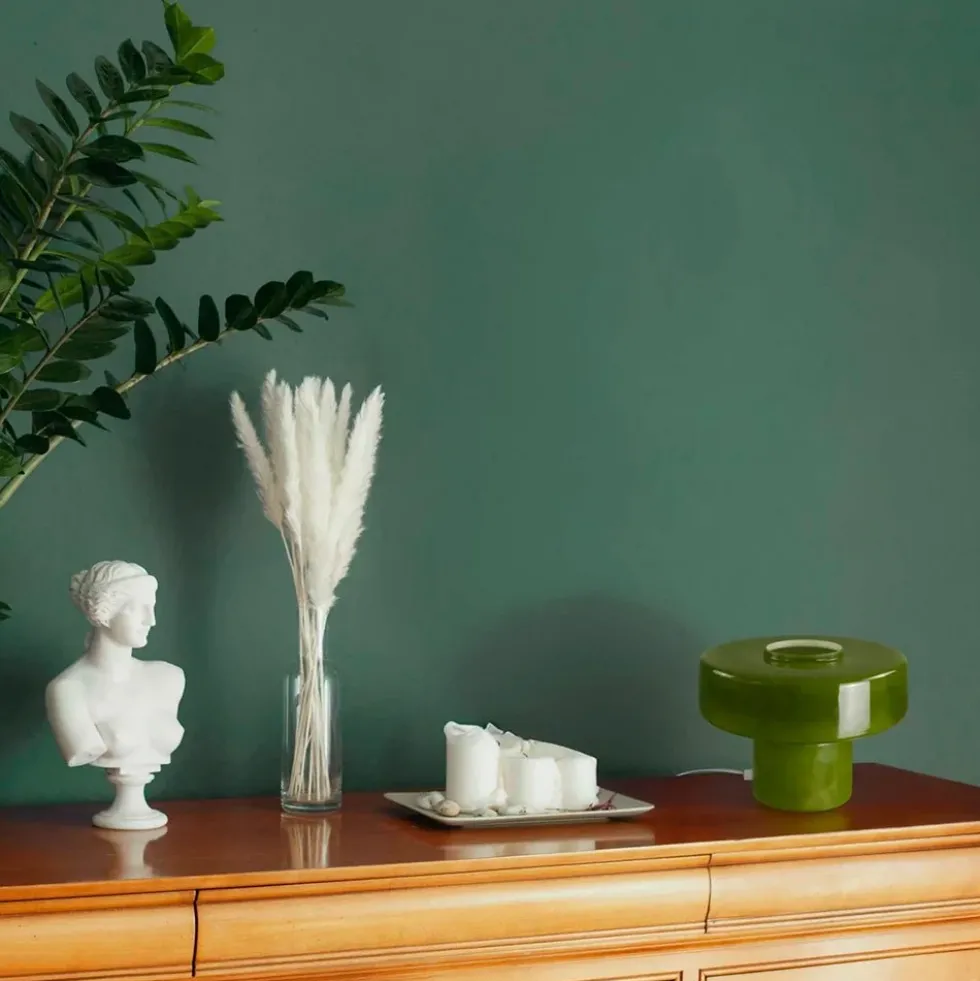 Foza Table Lamp with Colored Glass and Retro Style - Green