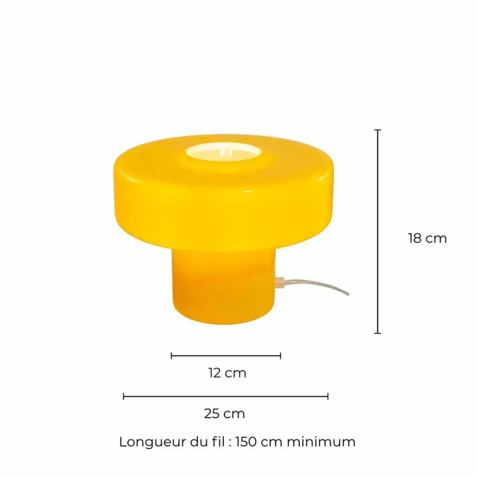Foza Table Lamp with Colored Glass and Retro Style - Yellow