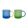 Glass Mugs Fred Green Blue (set of 2)