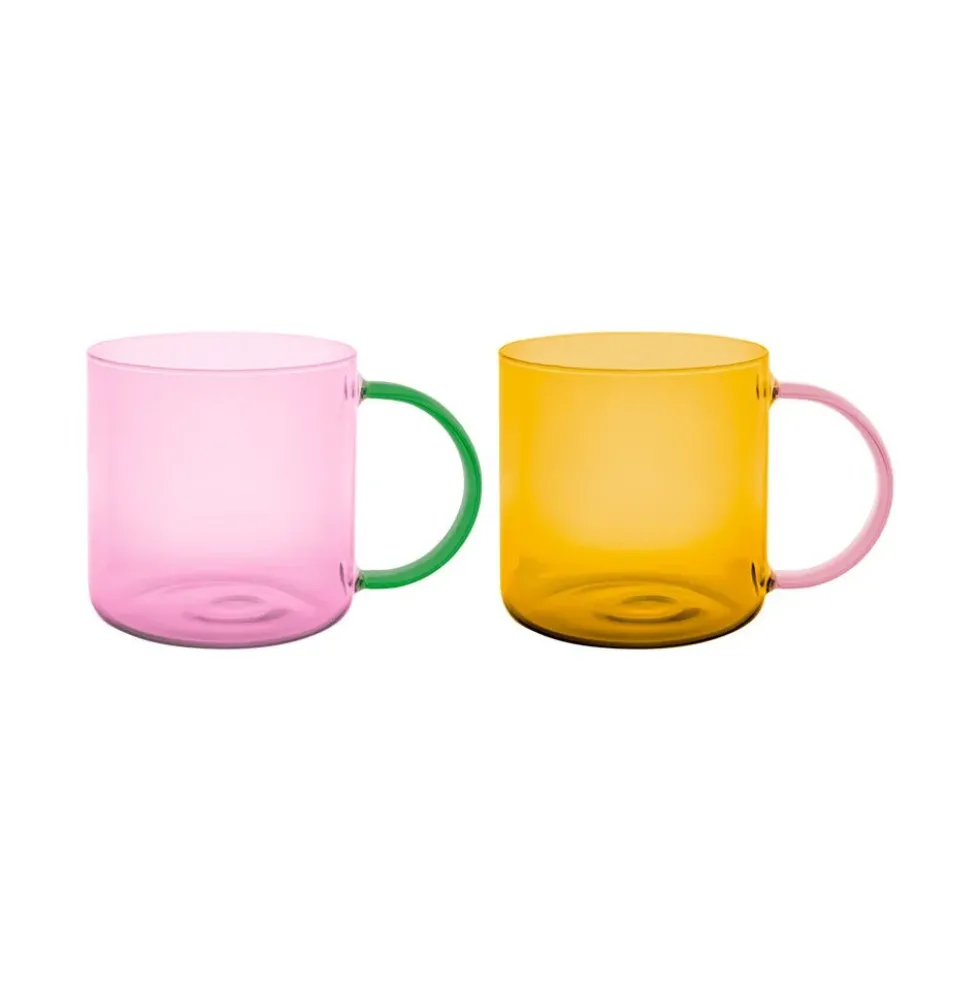 Glass Mugs Fred Rose Yellow (set of 2)