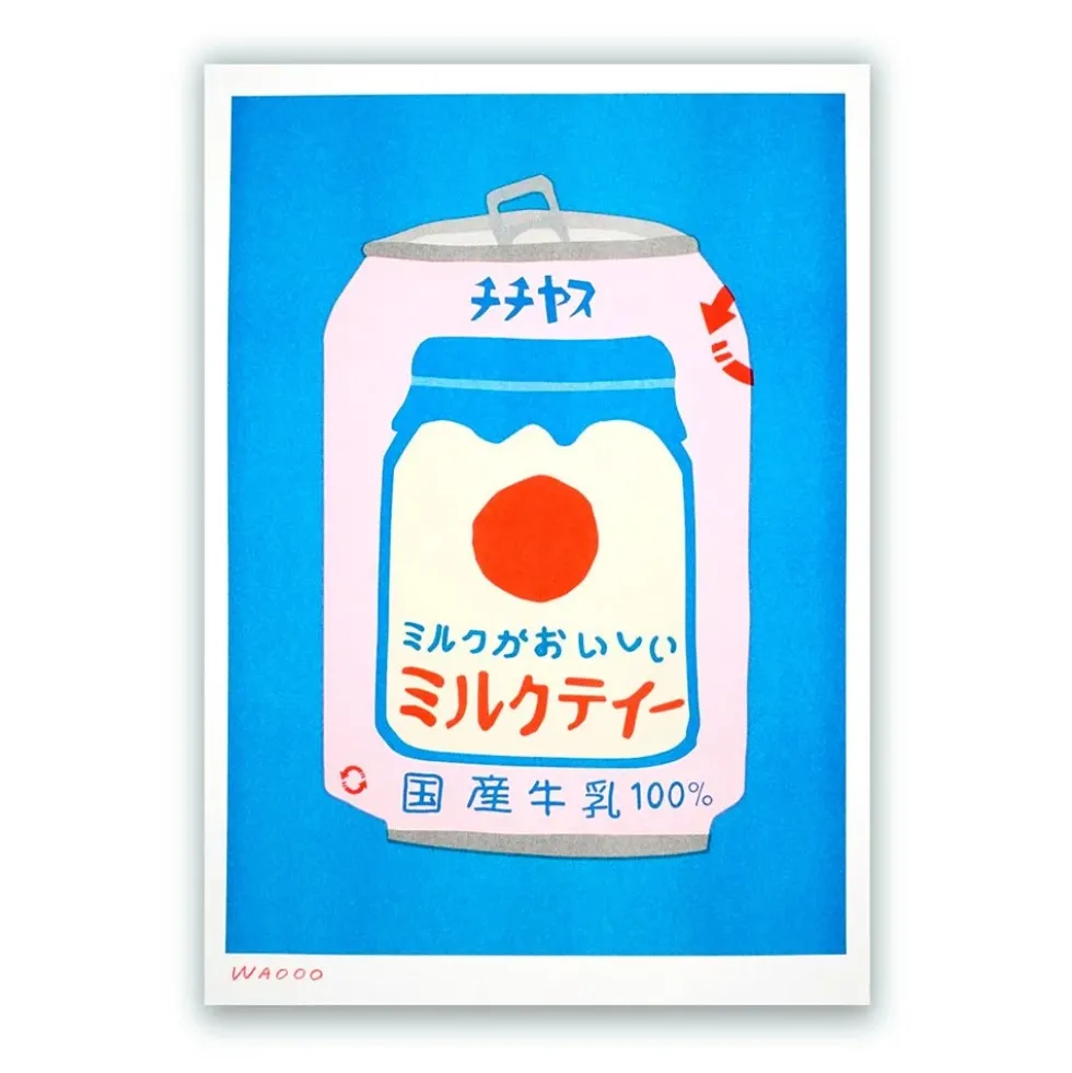 Japanese Milk Tea Can Risograph