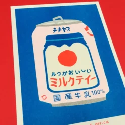 Japanese Milk Tea Can Risograph