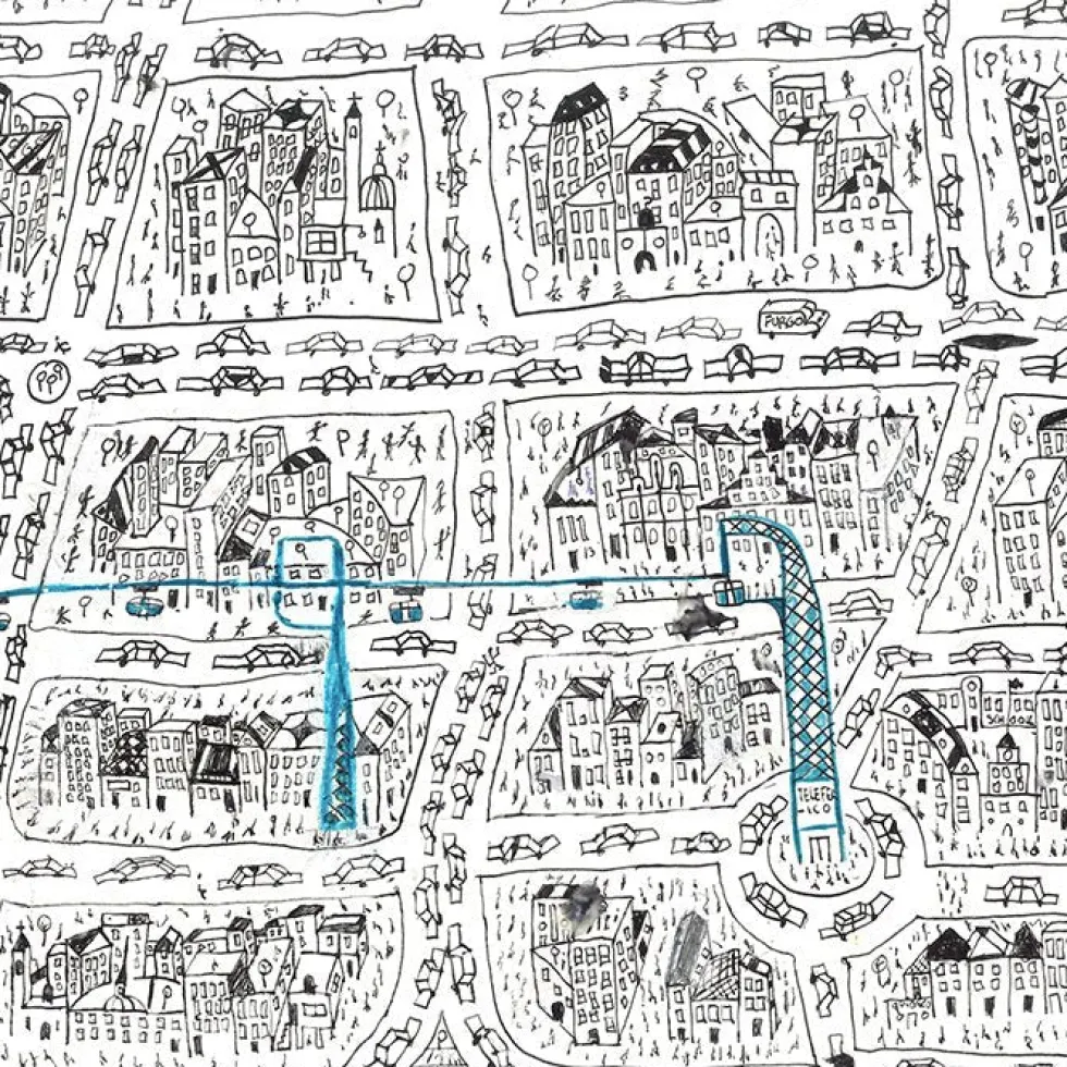 La Ciudad y El Teleférico Giclée Print A3