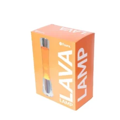 Lava Lamp with Chrome Base, Clear Liquid, and Orange Lava