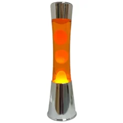 Lava Lamp with Chrome Base, Orange Liquid, and Orange Lava