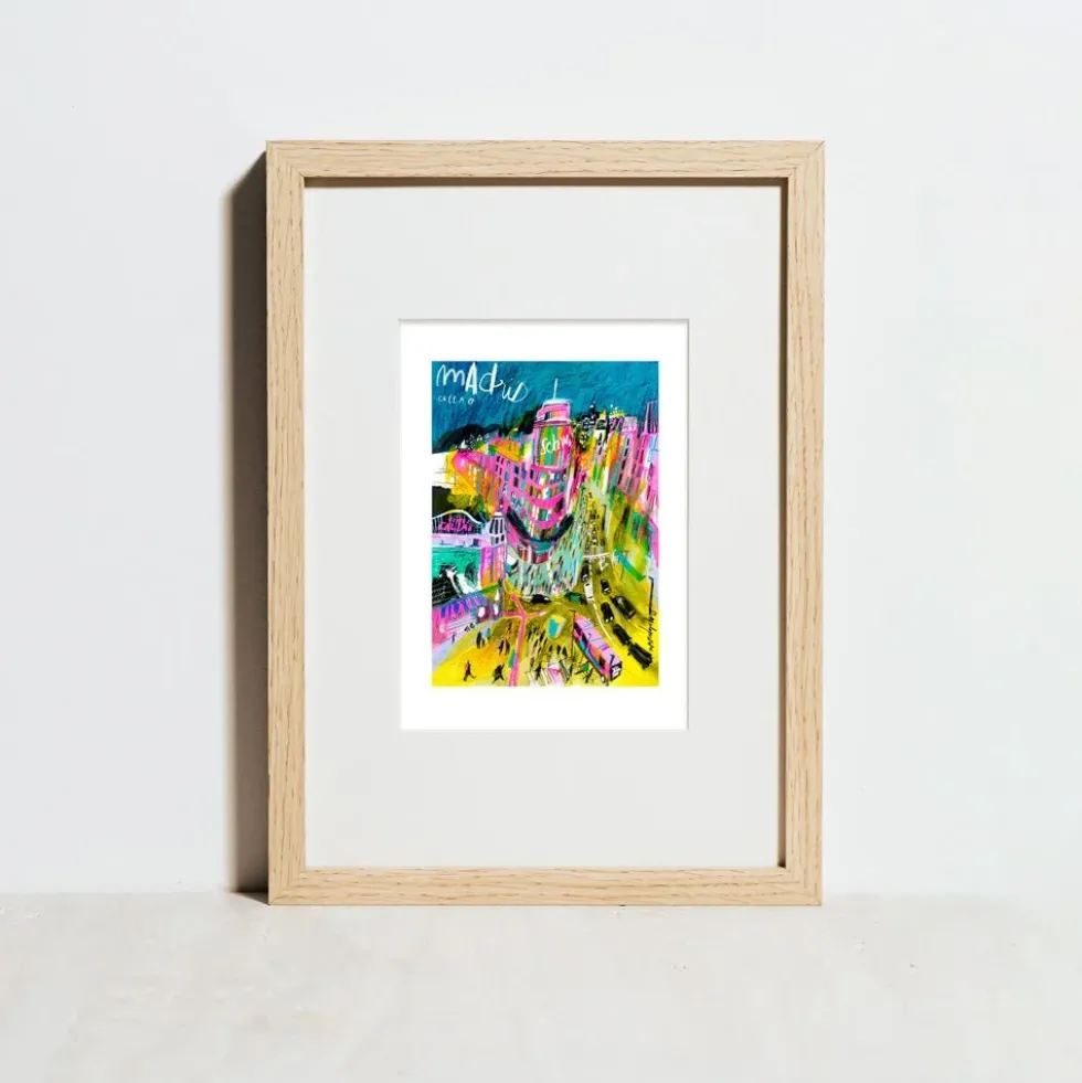 Madrid Callao Night letras Giclée Print A5