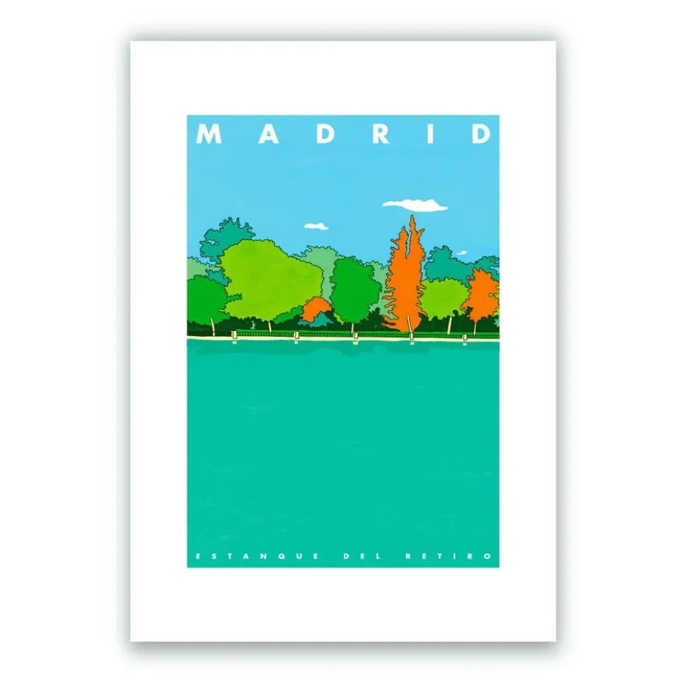 Madrid - Estanque del Retiro Giclée Print A5