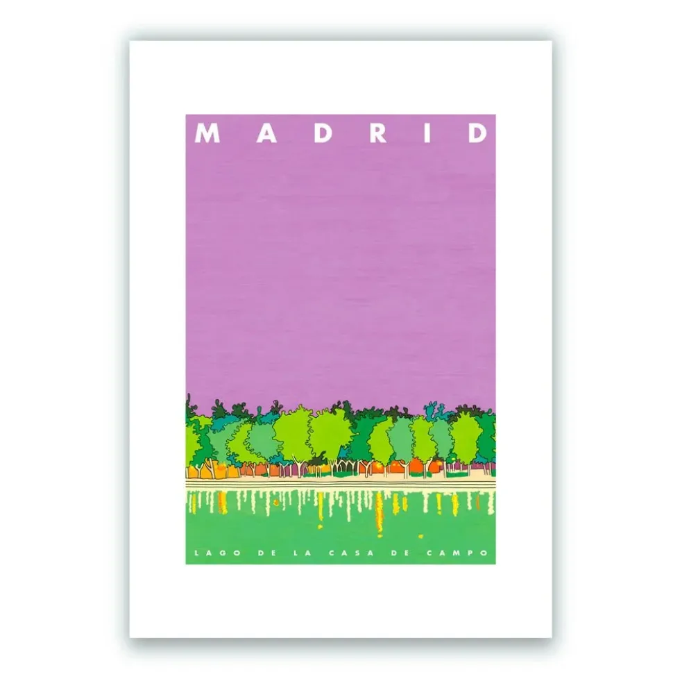 Madrid - Lago de la Casa de Campo Giclée Print A5