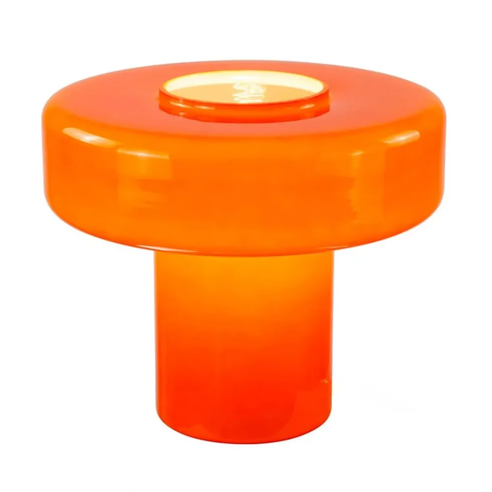 Maxi Foza Table Lamp with Colored Glass and Retro Style - Orange