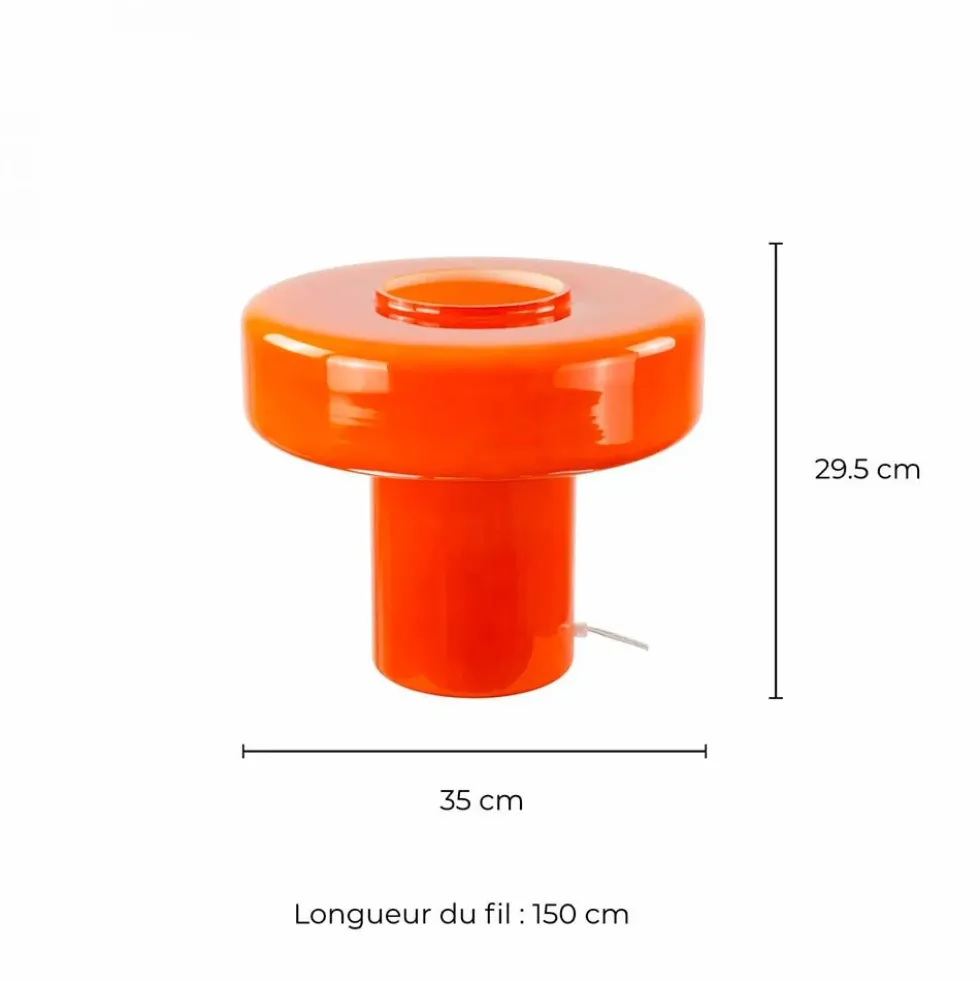 Maxi Foza Table Lamp with Colored Glass and Retro Style - Orange