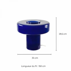 Maxi Foza Table Lamp with Colored Glass and Retro Style - Blue