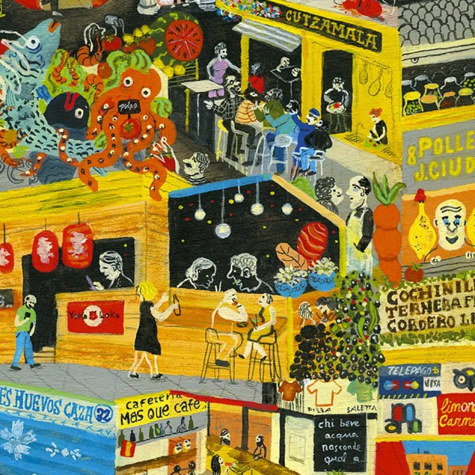 Mercado Antón Martín Giclée Print A4
