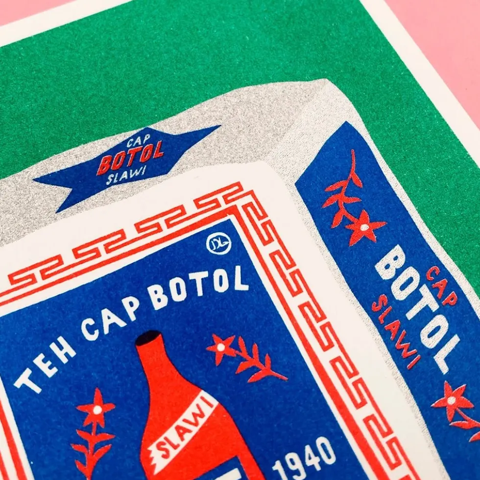 Package of Indonesian Jasmine Tea Risograph