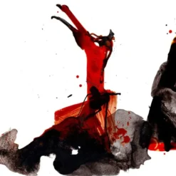 Pareja de bailadoras de Flamenco Giclée Print A5